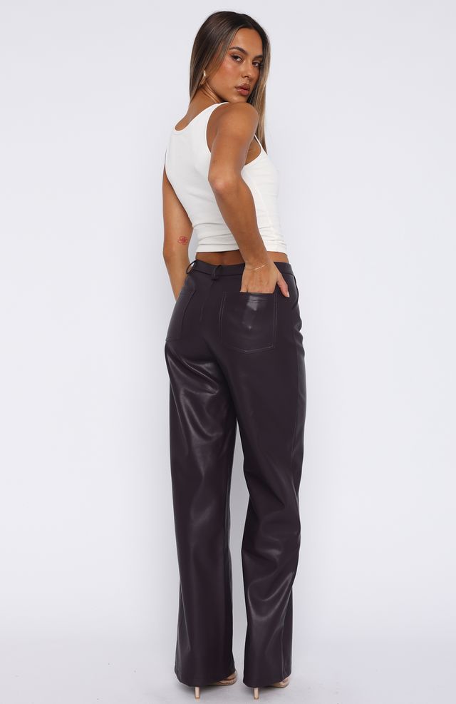 Life Affair PU Pants Deep Mauve