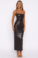 Forever Wanting PU Midi Dress Chocolate