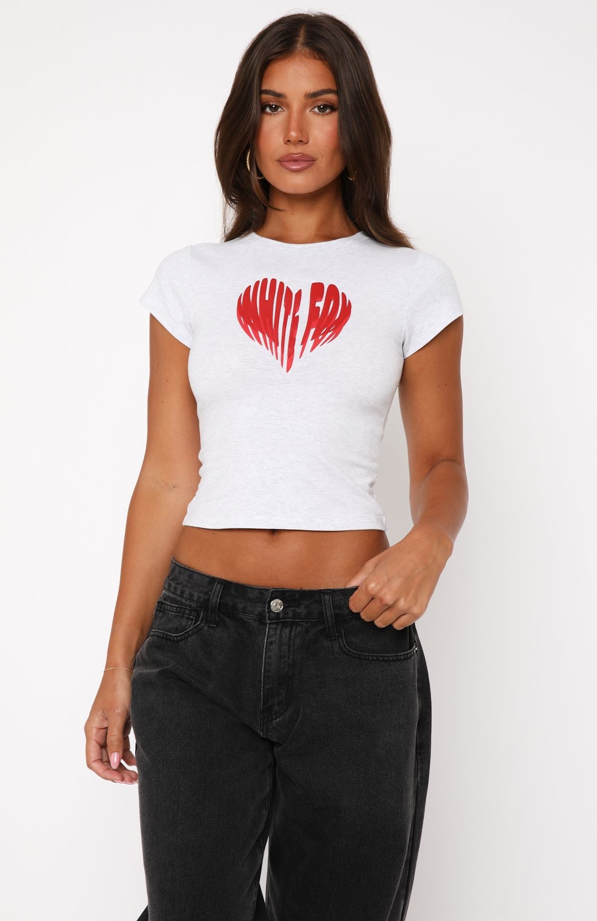 Love Burst Baby Tee Grey Marle