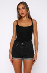 Missin' Something Denim Shorts Black Acid Wash