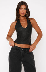 More Than Mine PU Top Black