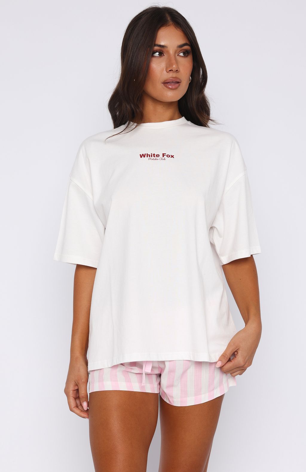 Matcha Club Pyjama Oversized Tee White