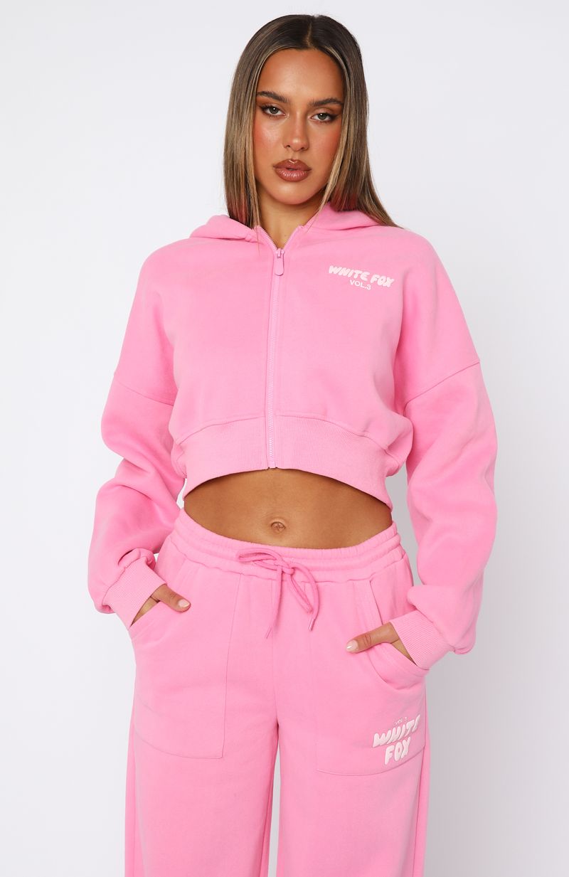 Offstage Cropped Zip Hoodie Bubblegum