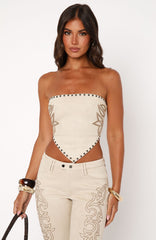 Rumours Strapless Faux Suede Top Blonde
