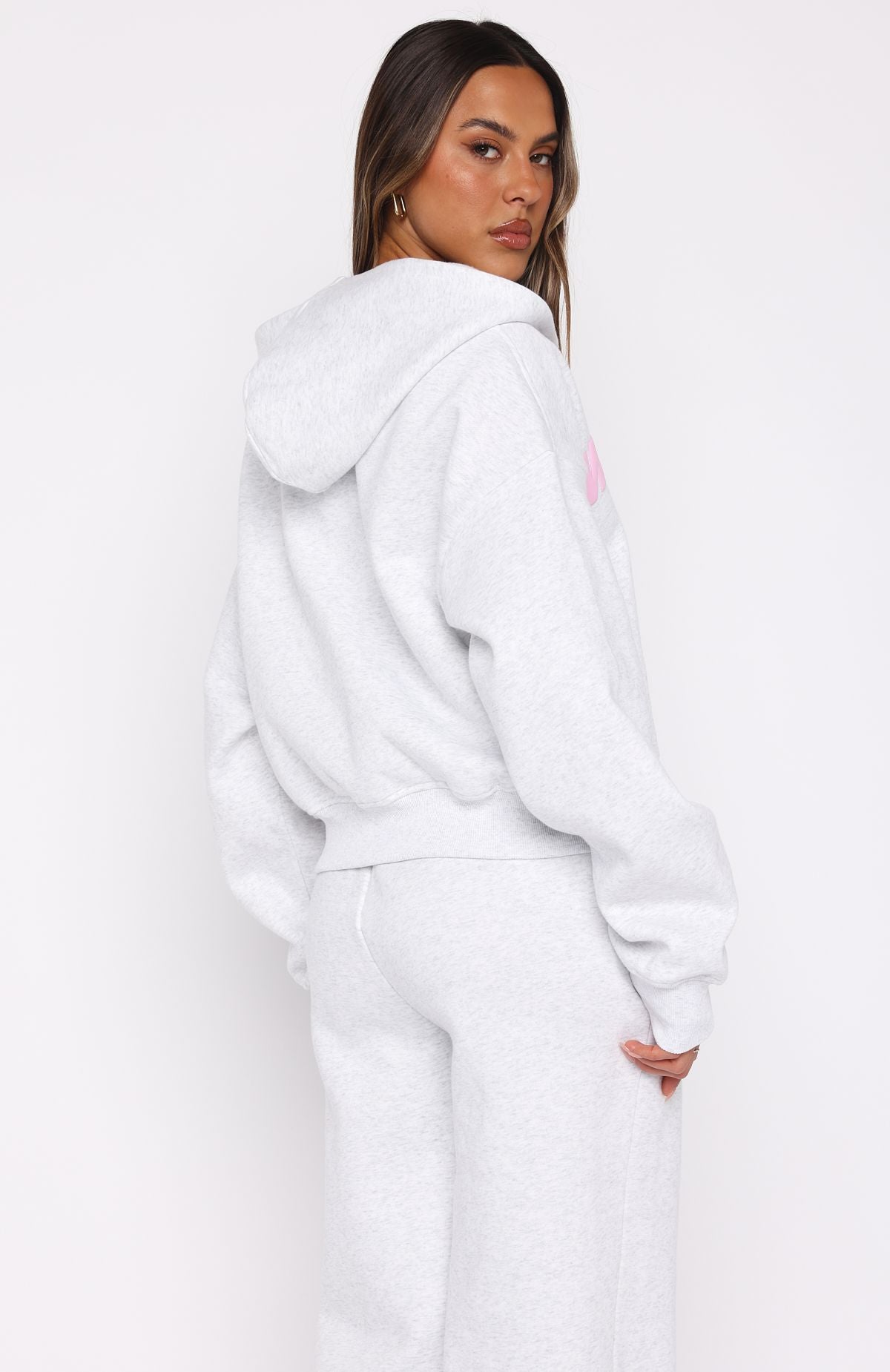From The Archives Kenzie Boxy Zip Front Hoodie Grey Marle