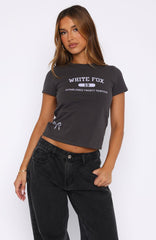 Taking Your Time Relaxed Baby Tee Charcoal