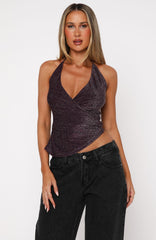 Big City Lights Halter Top Plum
