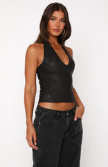 More Than Mine PU Top Black