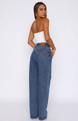 Bring The Style High Rise Wide Leg Jeans Admiral Blue