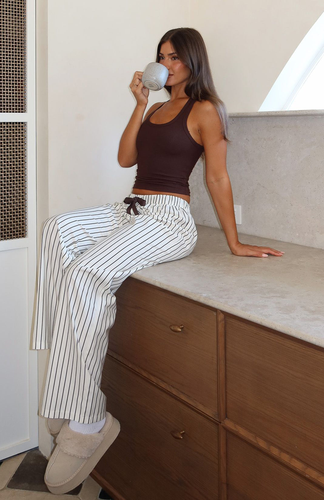 Sweetheart Pyjama Pants Cream/Choc Stripe