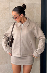 Like The Old Days Faux Suede Jacket Sand