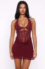 Diamonds Are Forever Mini Dress Burgundy