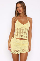 Don't Ask Me That Crochet Mini Skirt Lemon