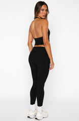 Push Me Foldover Leggings Black