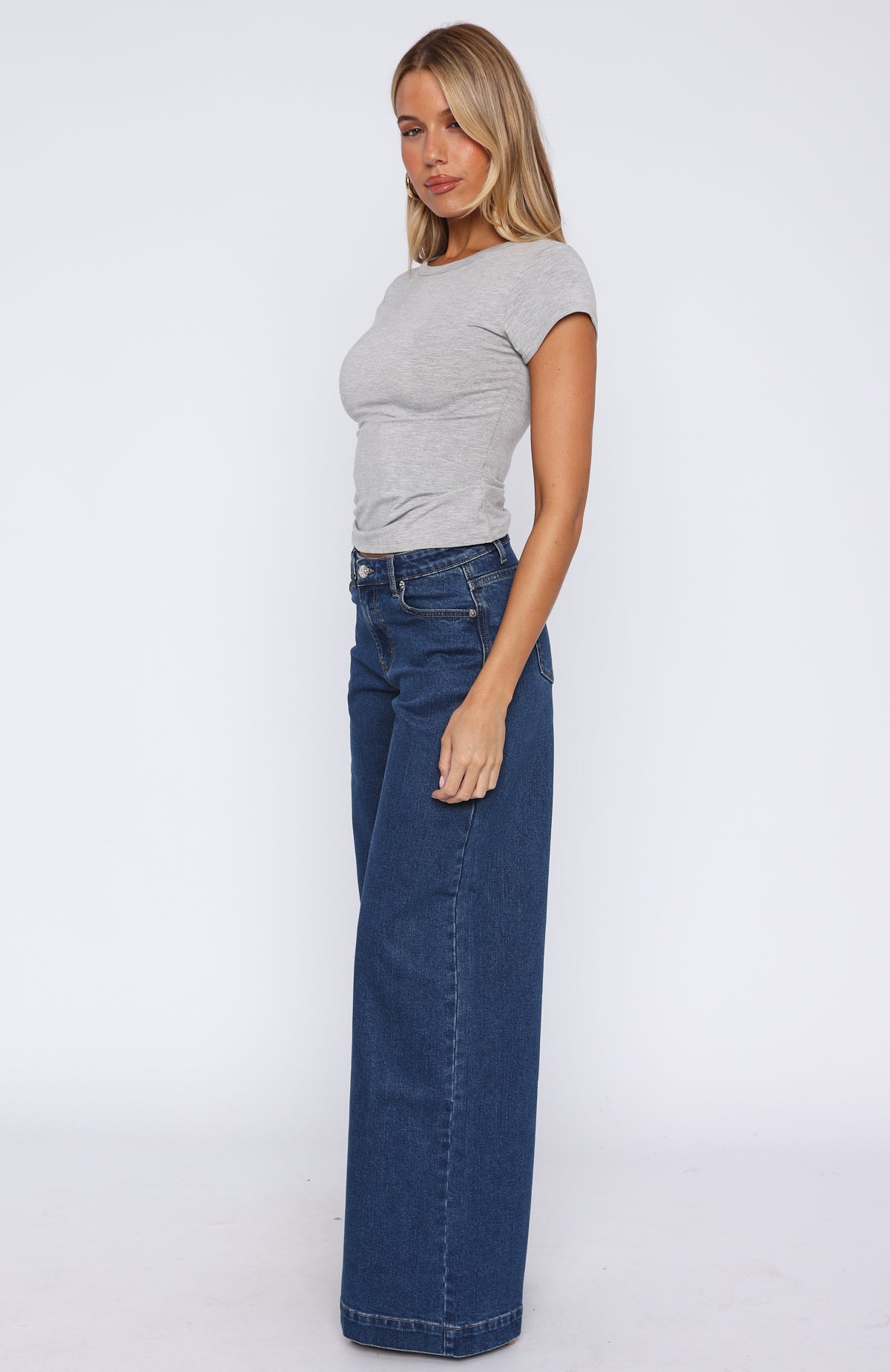 Elena Low Rise Wide Leg Jeans True Blue