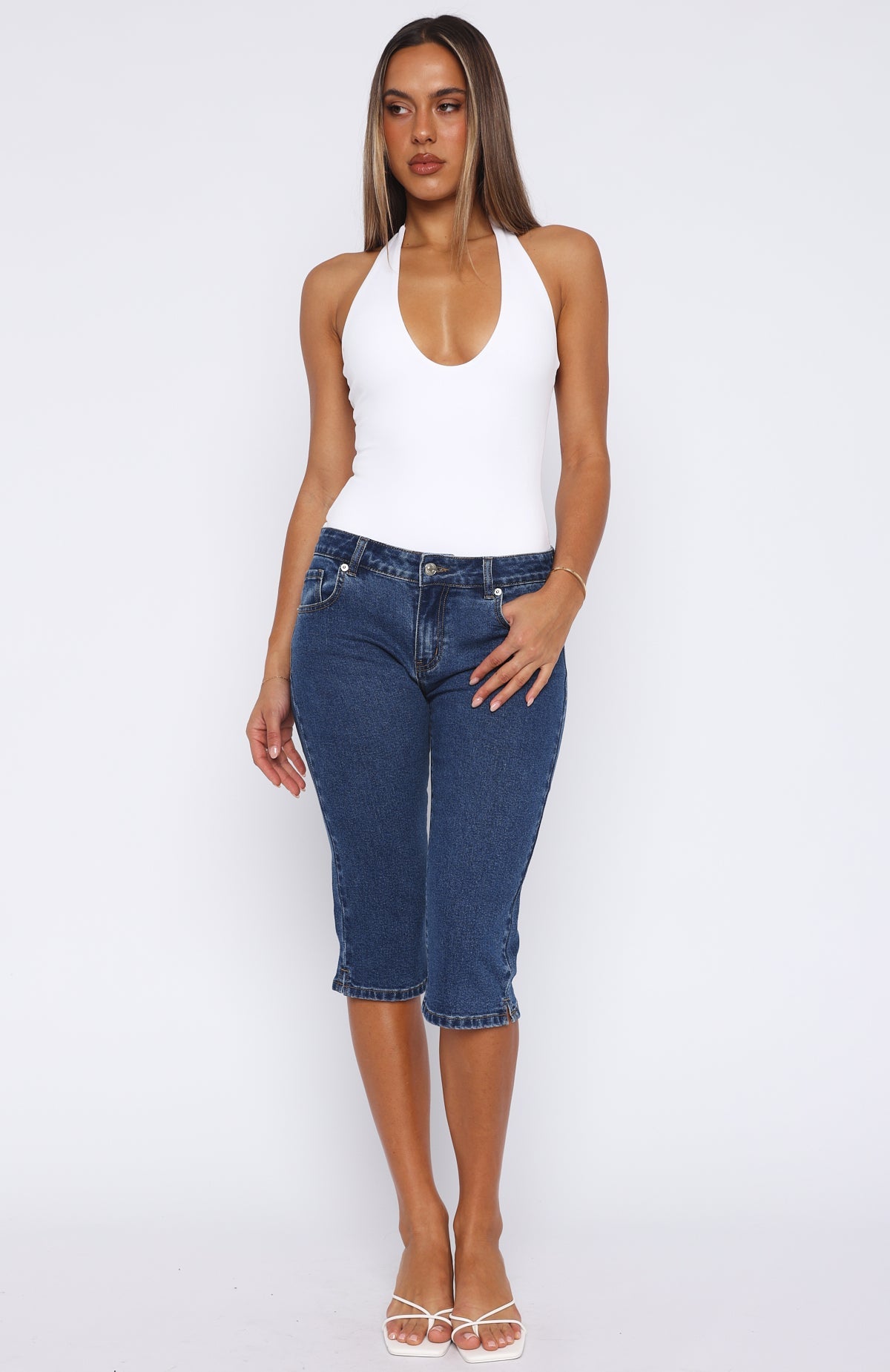 Annie Low Rise Capri Jeans Dark Blue