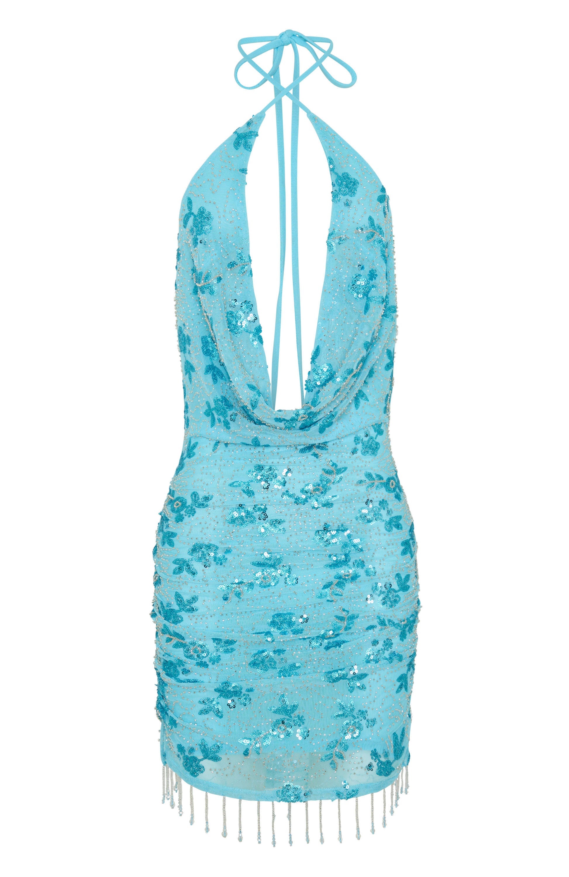 Barcelona Dreams Beaded Mini Dress Baby Blue