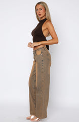 Bring The Style Low Rise Wide Leg Jeans Clay