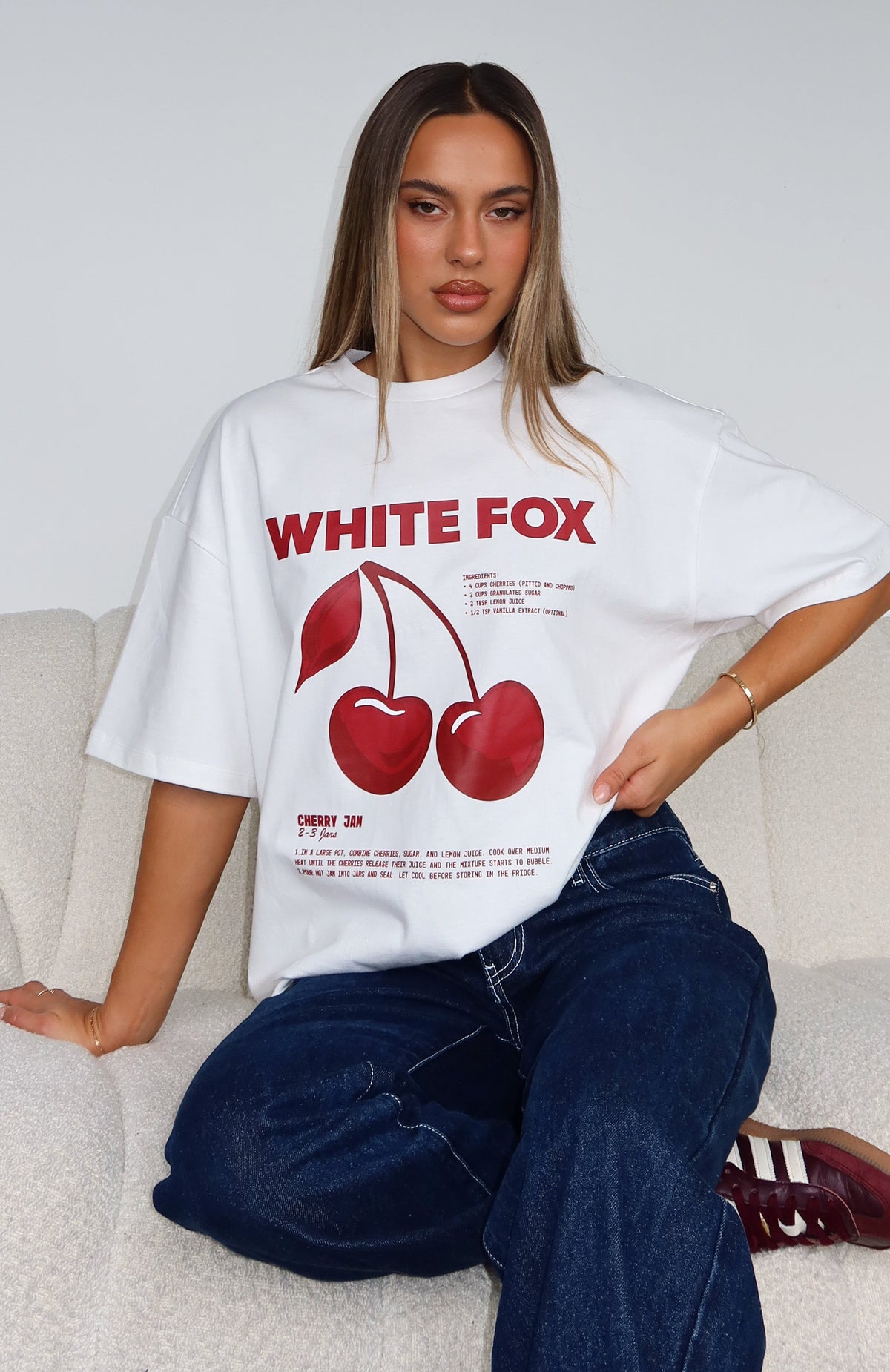 Cherry Jam Oversized Tee White