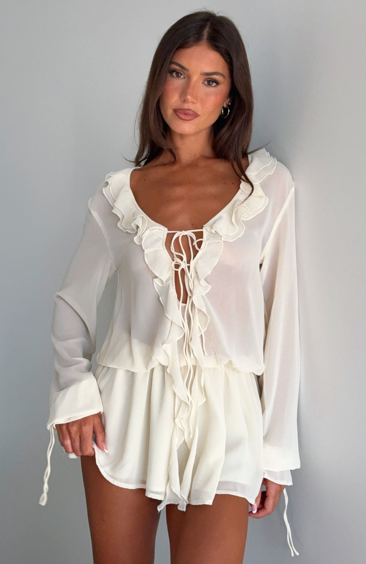 Eternal Energy Long Sleeve Mini Dress Cream