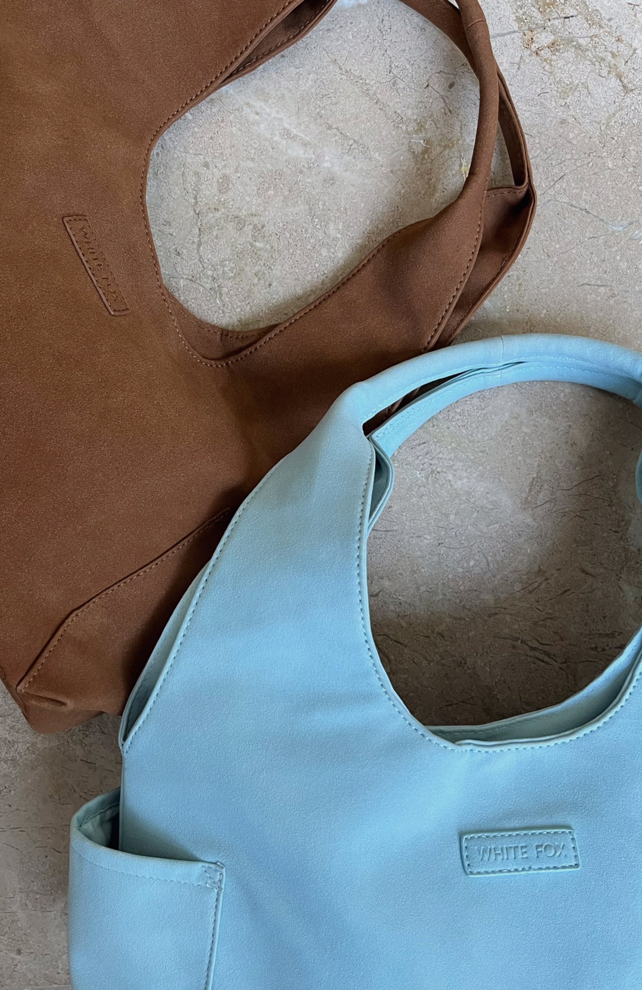 Cariane Shoulder Bag Baby Blue Faux Suede