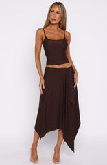 Free All Night Midi Skirt Chocolate