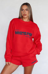 Give It A Try Oversized Sweater Red