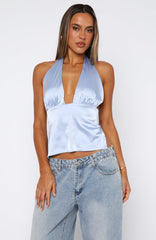 Here For Me Halter Top Blue