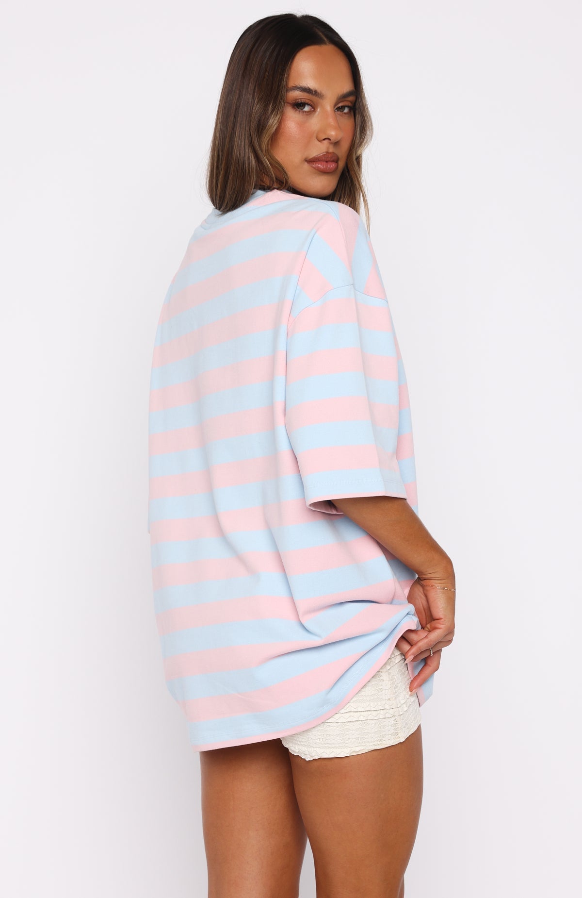 In The Valley Oversized Tee Blue/Pink Stripe