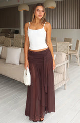 It's Showtime Maxi Skirt Chocolate