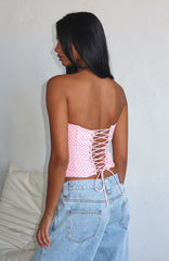 Let It Go Strapless Bustier Pink Polka Dot