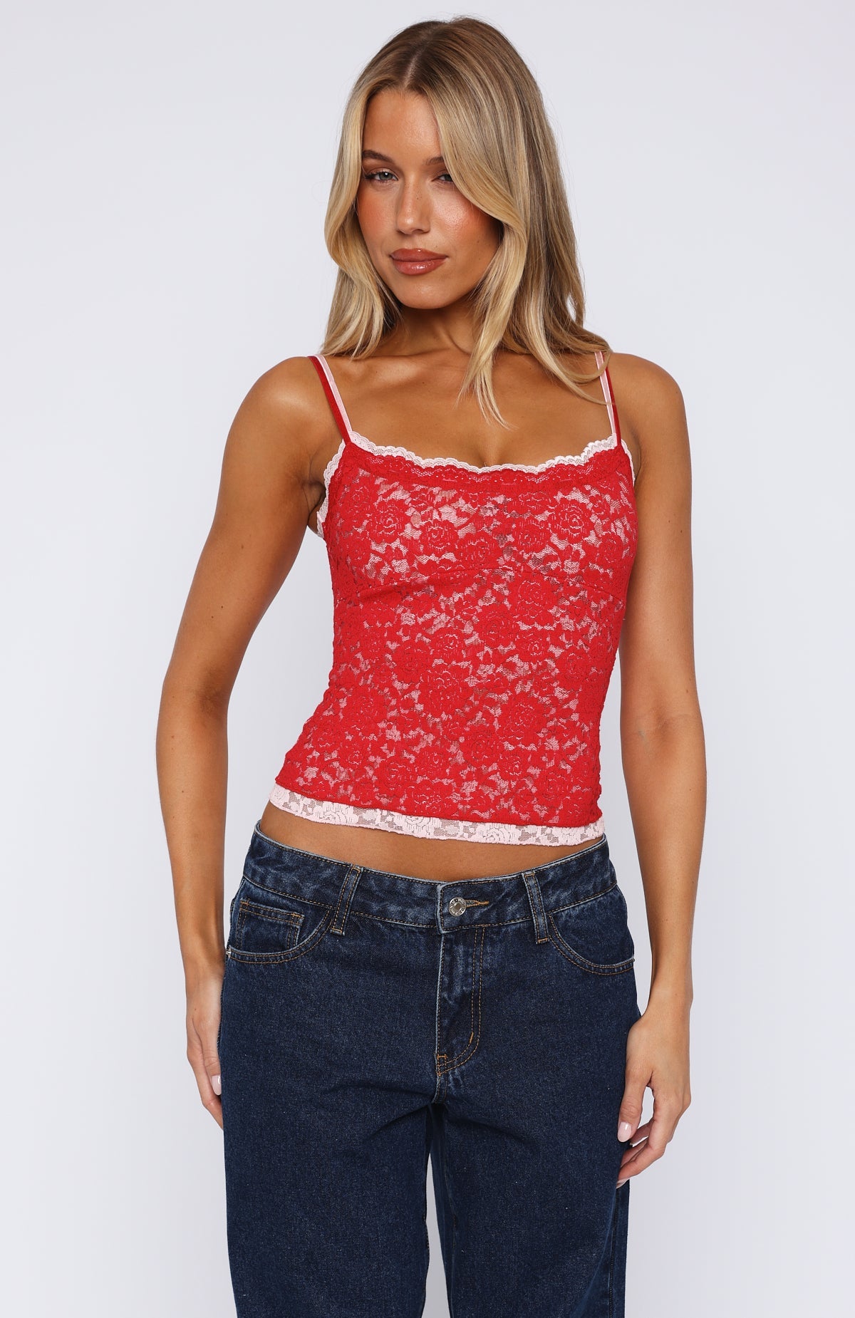 Lots Of Lust Lace Cami Red
