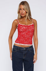 Lots Of Lust Lace Cami Red