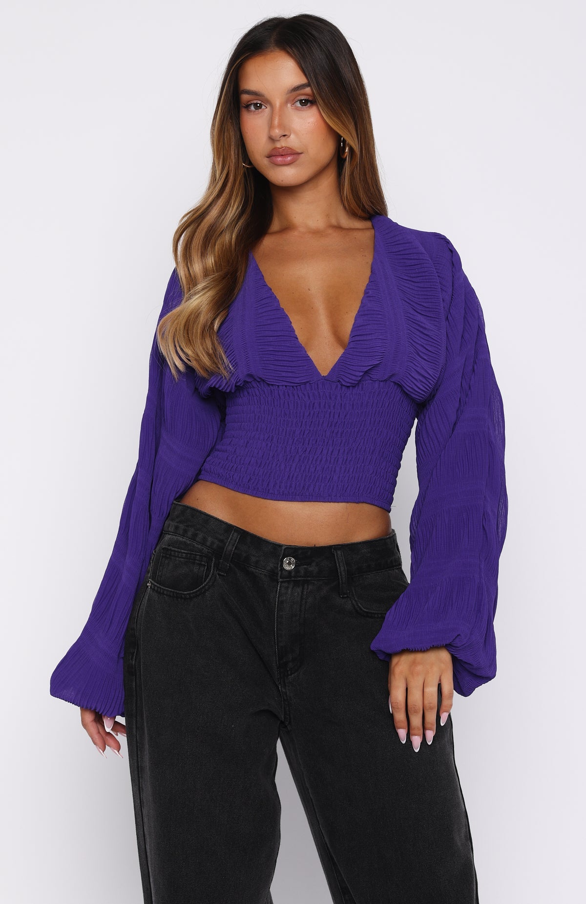 Love Shy Long Sleeve Top Violet