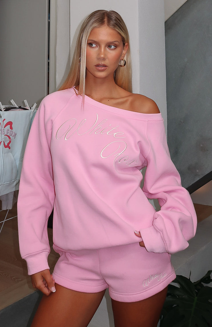 Lucky Thirteen Elsa Off Shoulder Sweater Candy Pink