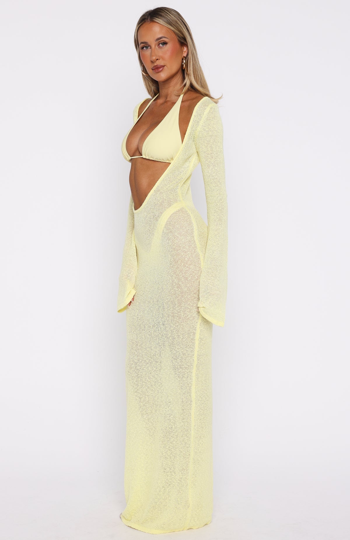 Malta Mermaids Long Sleeve Maxi Dress Lemon