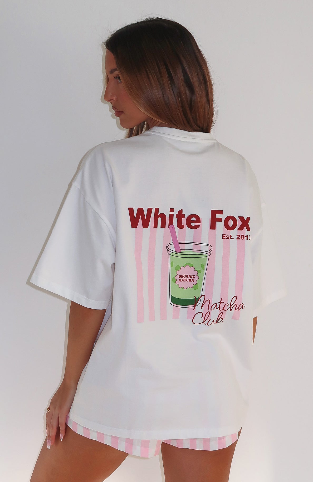 Matcha Club Pyjama Oversized Tee White