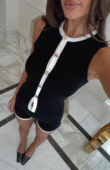 Second Guessing Knit Top Black