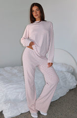 Slow Life Pyjama Pants Pink/White Stripe