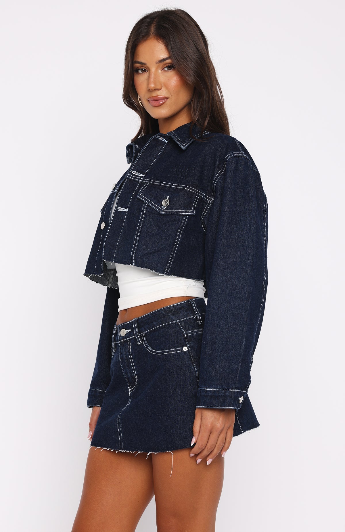Something To Prove Denim Mini Skirt Dark Indigo