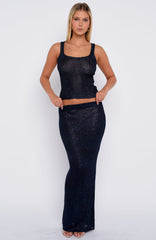 Star Shining Sequin Knit Maxi Skirt Midnight