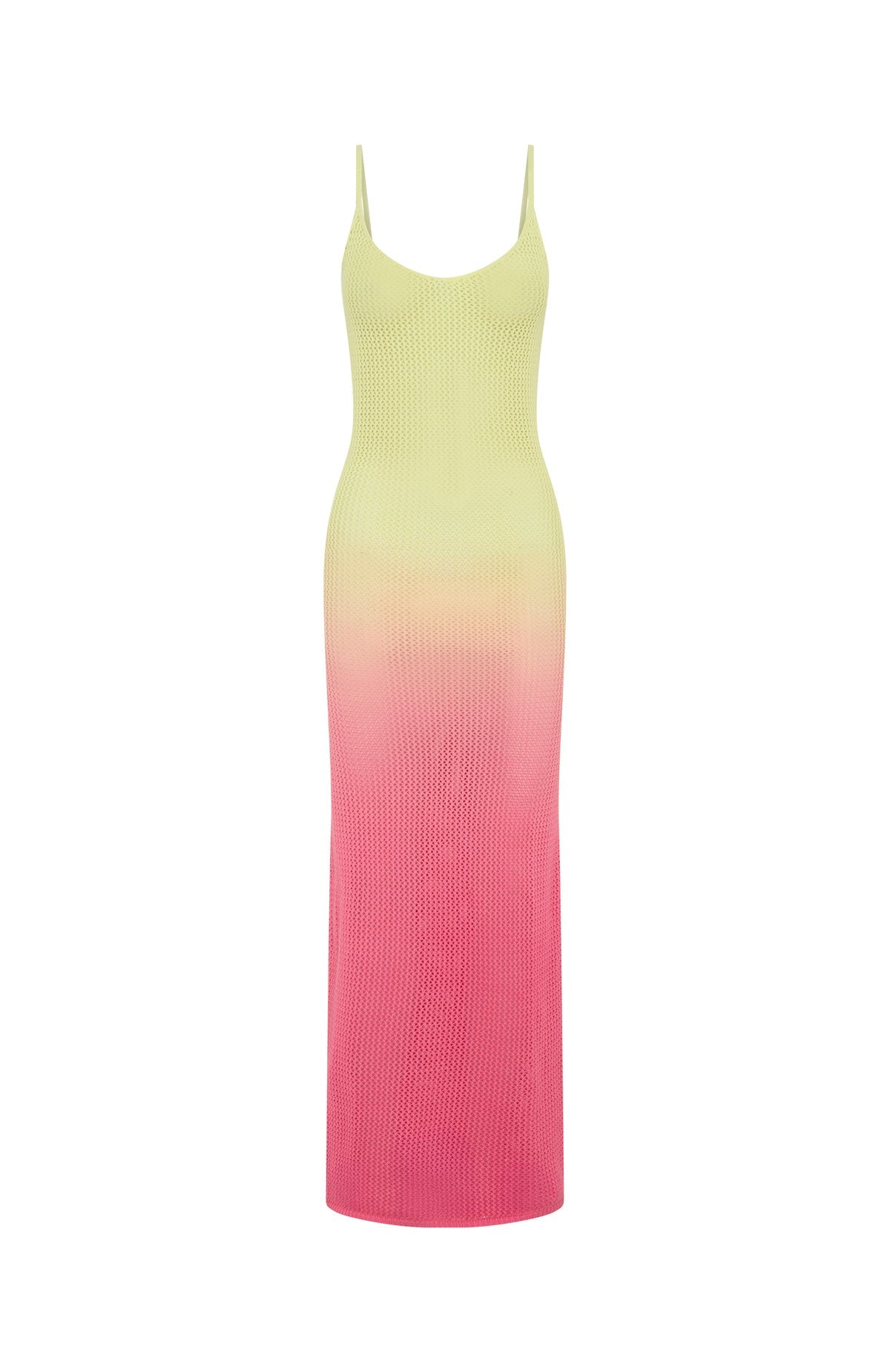 Sunshine Soul Crochet Maxi Dress Lemon/Pink Ombre