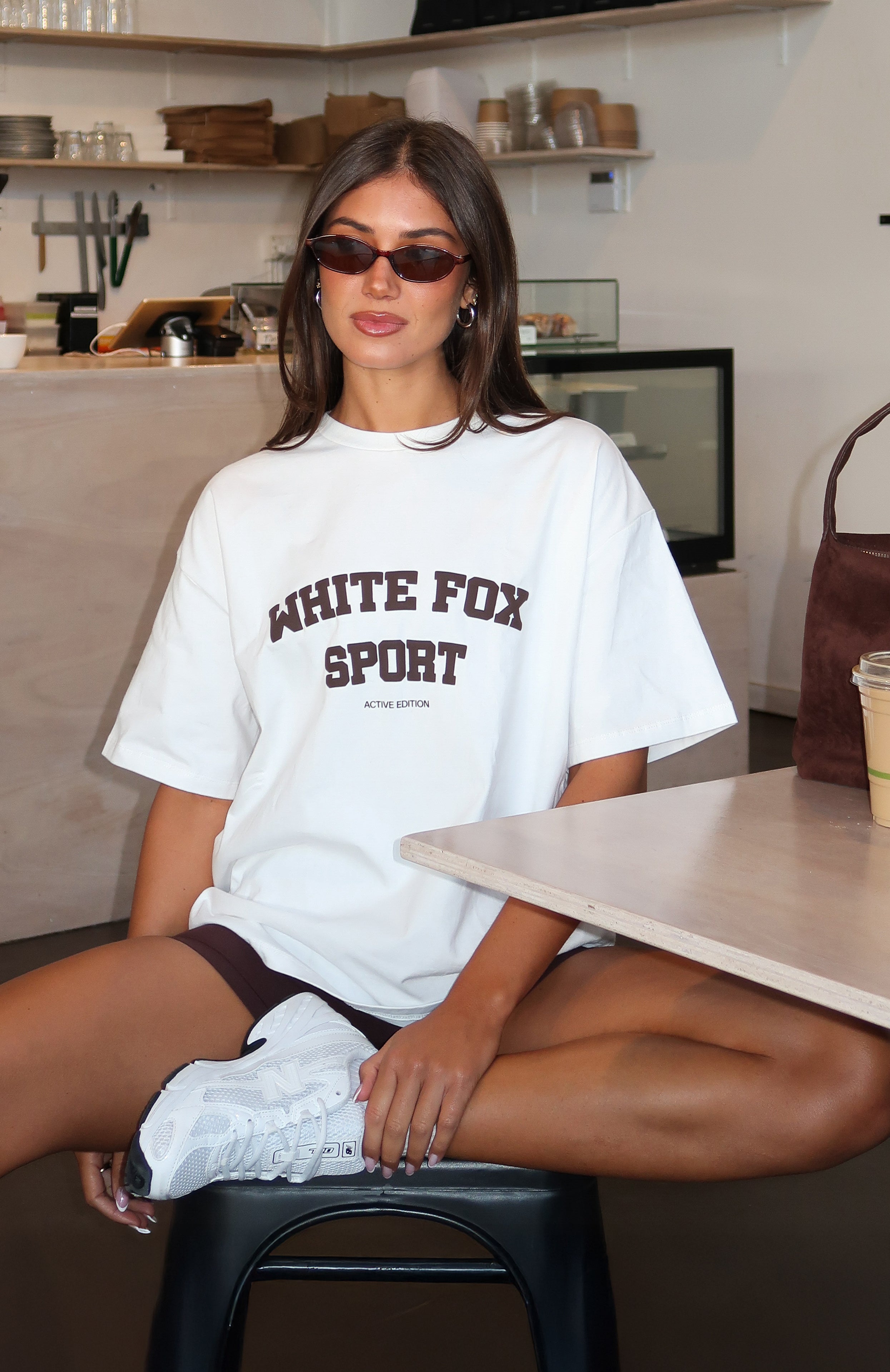 Winning Team Oversized Tee White/Chocolate