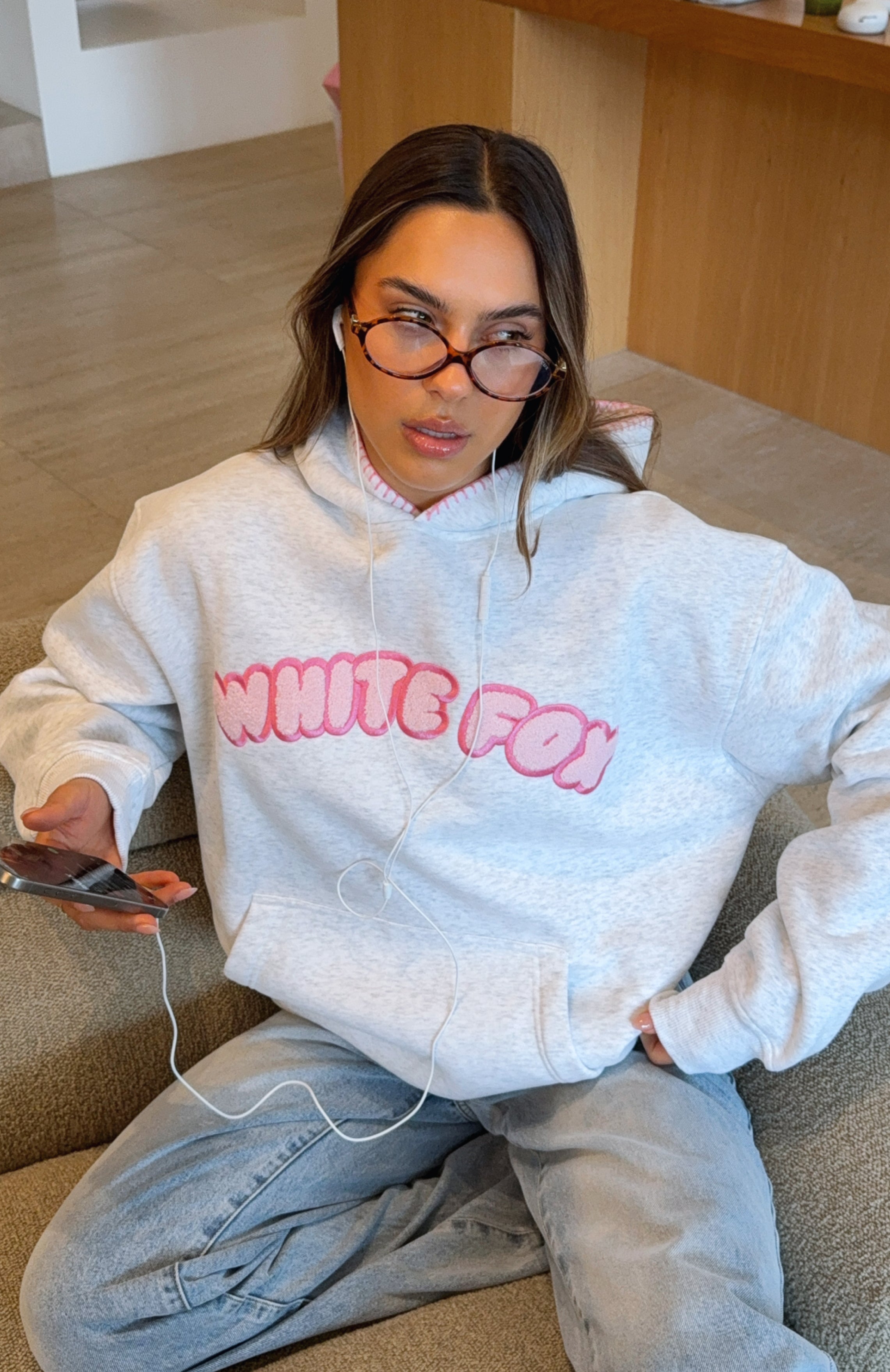 Vol. 1 Front Graphic Oversized Hoodie Grey Marle