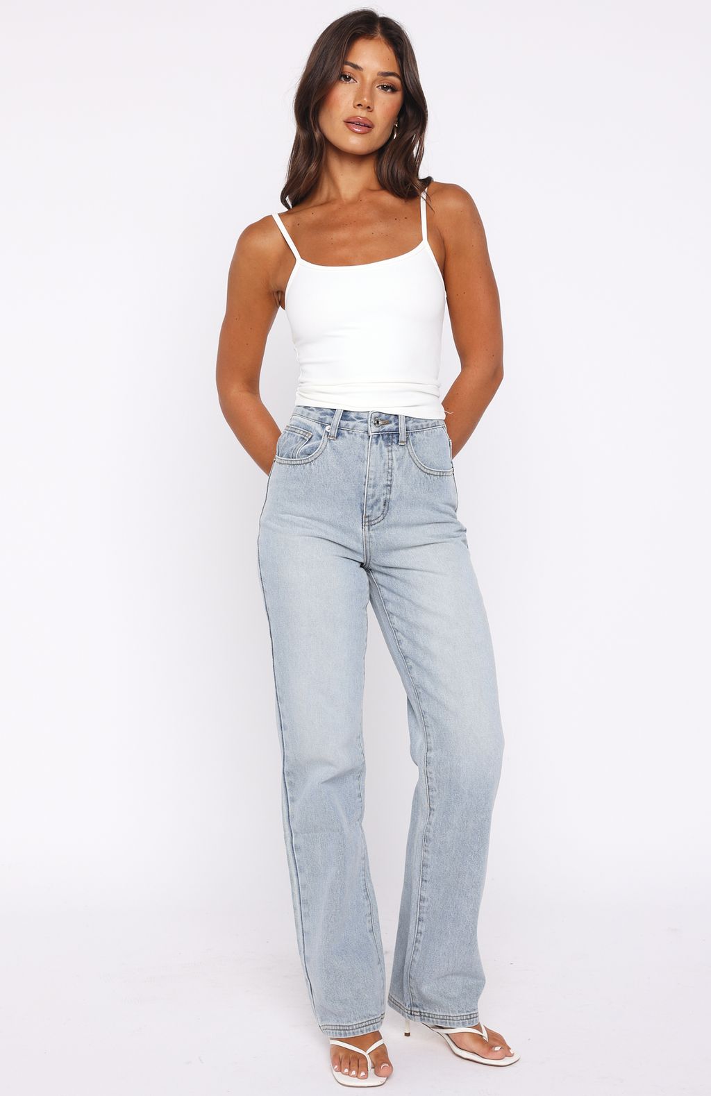 Alyssa High Rise Straight Leg Jeans Light Blue