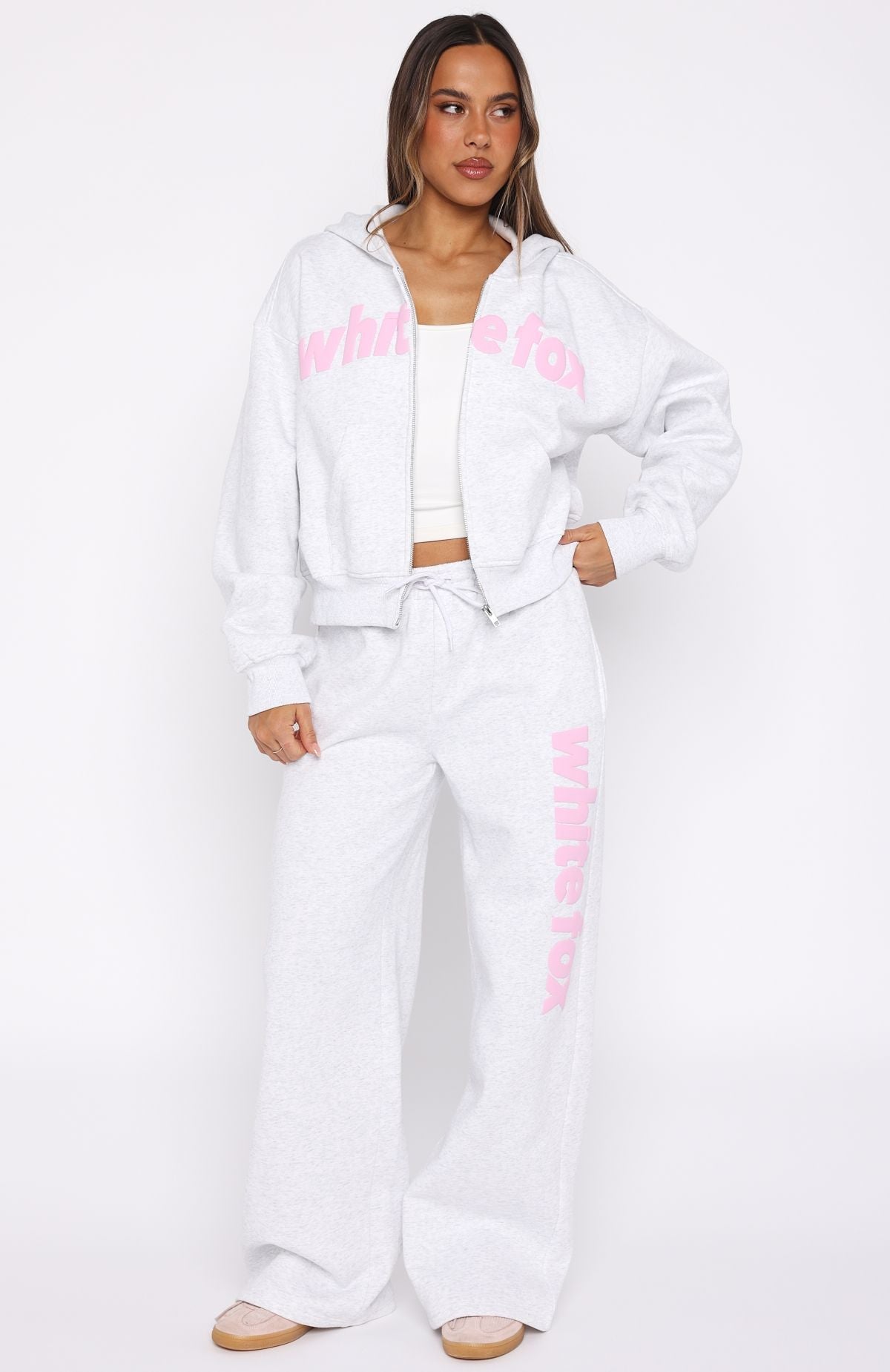 From The Archives Kenzie Boxy Zip Front Hoodie Grey Marle