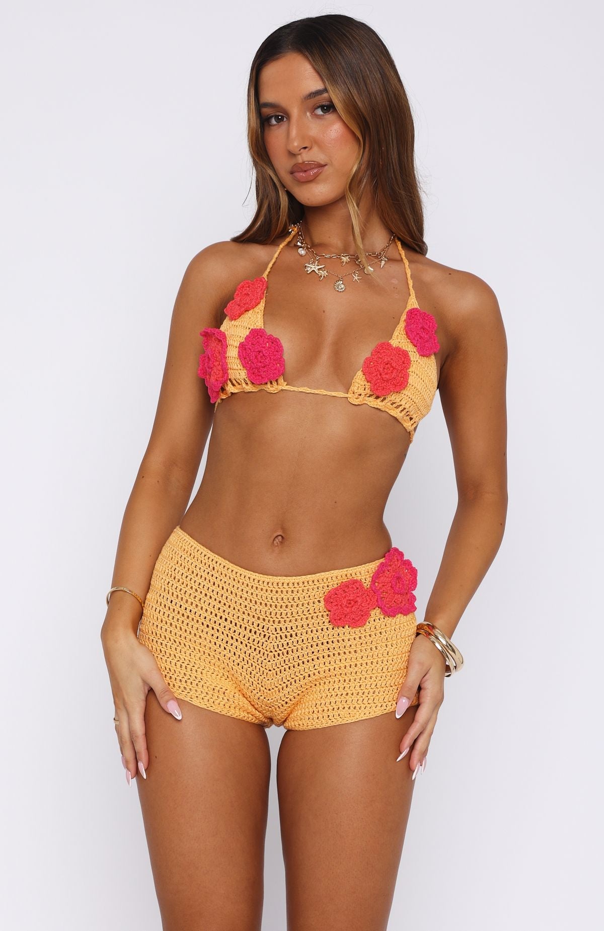 The Rumours Are True Crochet Top Pastel Orange/Pink